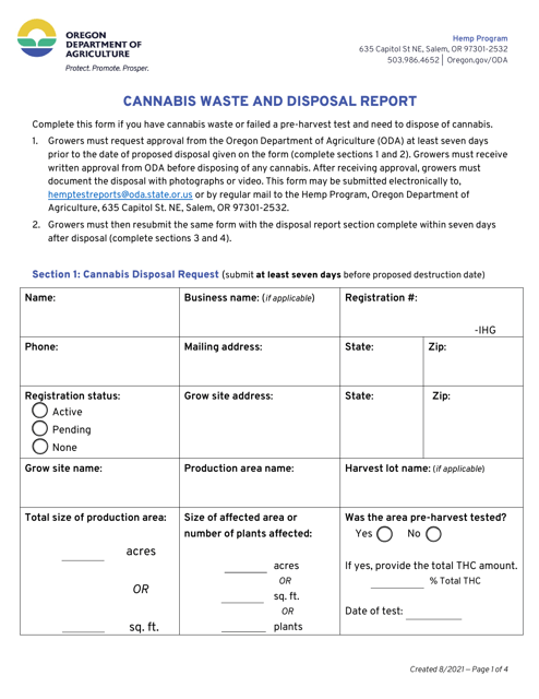 Cannabis Waste and Disposal Report - Oregon