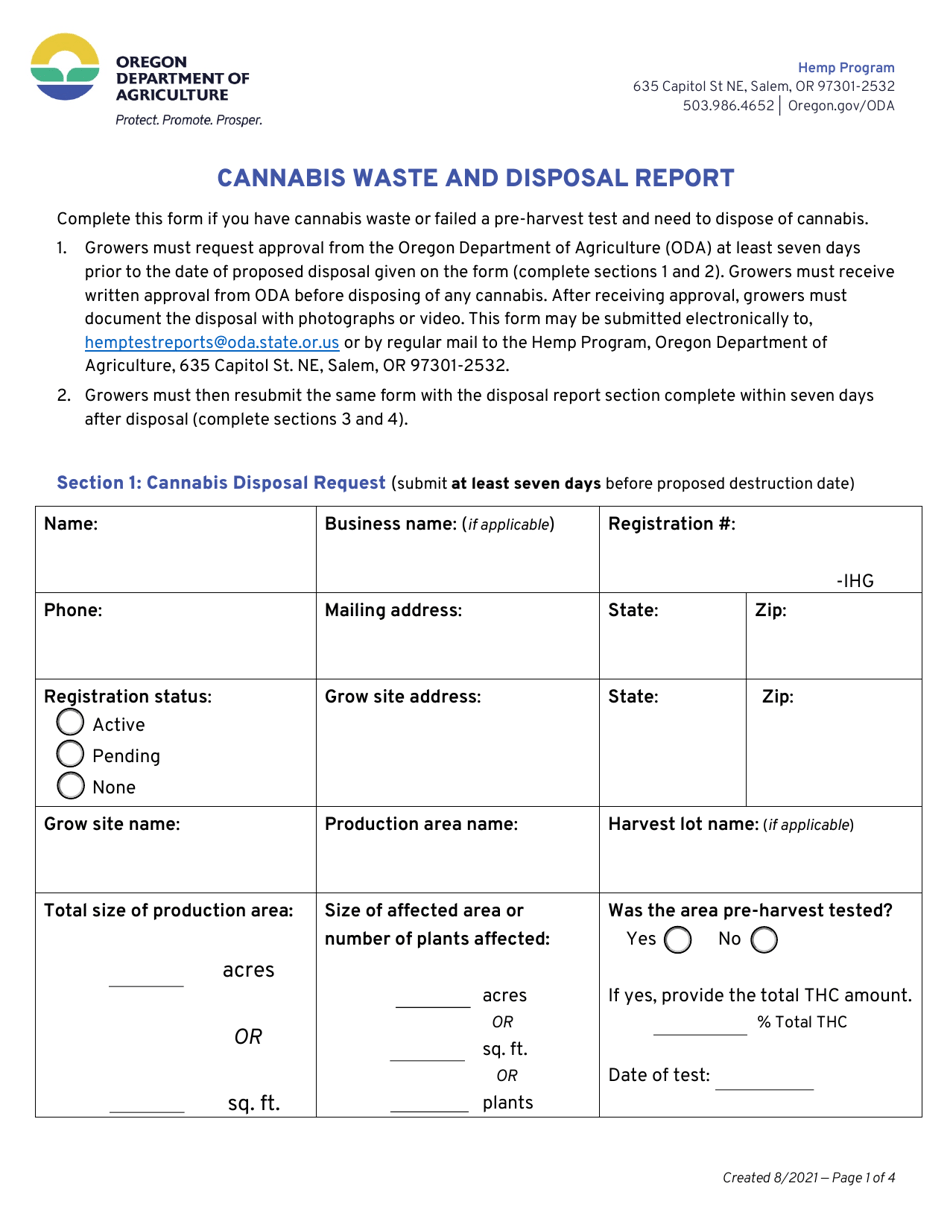 Cannabis Waste and Disposal Report - Oregon, Page 1