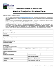 Document preview: Control Study Certification Form - Oregon