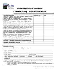 Control Study Certification Form - Oregon, Page 3