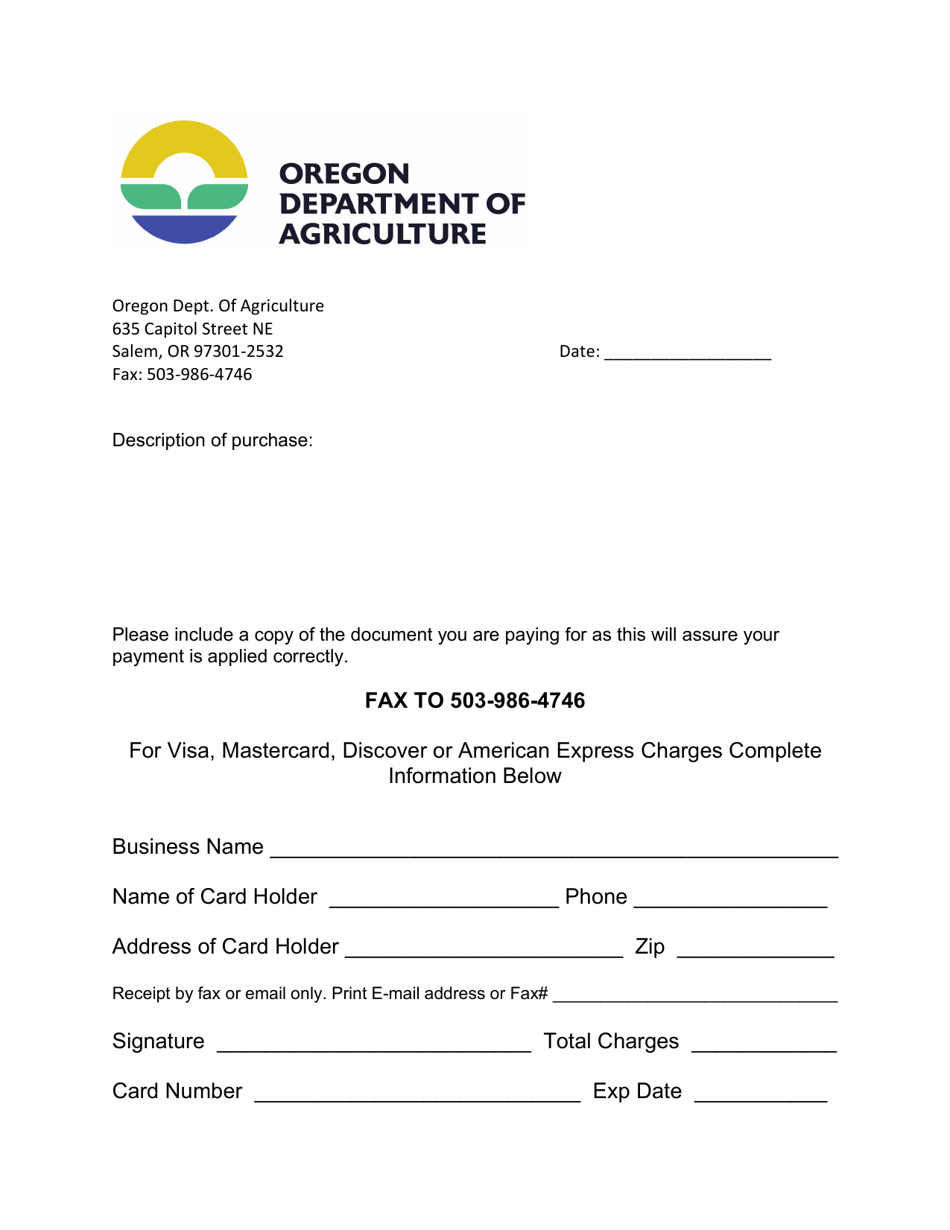 Credit Card Form - Oregon, Page 1