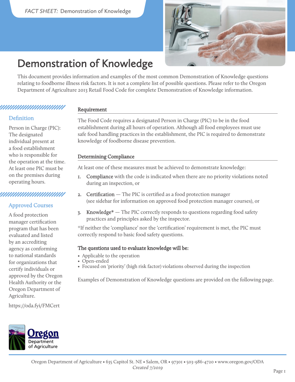 Demonstration of Knowledge - Oregon, Page 1