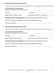 Hemp Grower/Production Area Change of Status Report Form - Oregon, Page 2