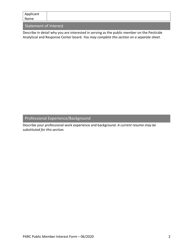 Pesticide Analytical and Response Center (Parc) Public Member Interest Form - Oregon, Page 2