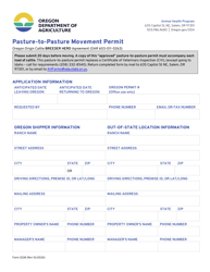 Form 3238 Pasture-To-Pasture Movement Permit - Oregon