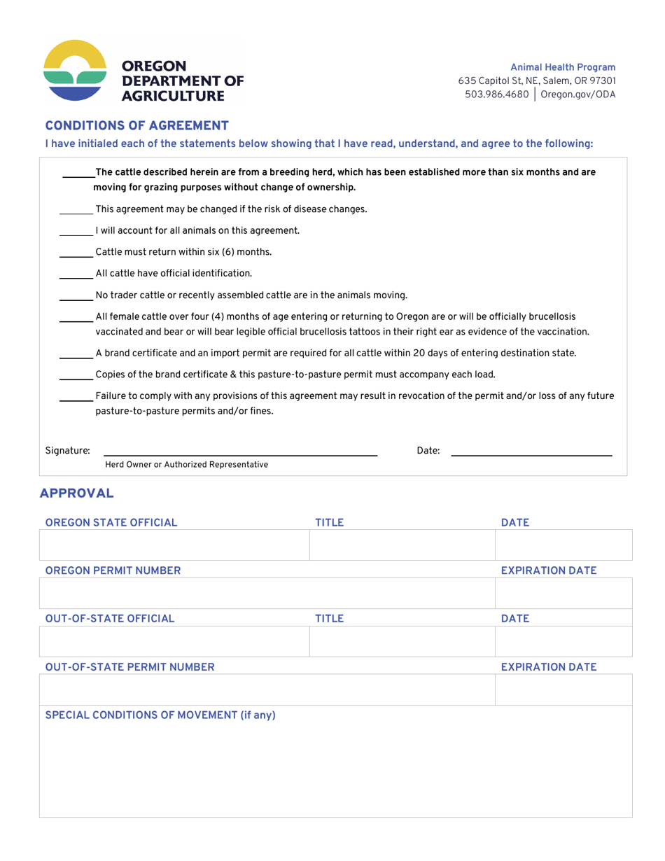 Form 3238 Pasture-To-Pasture Movement Permit - Oregon, Page 3