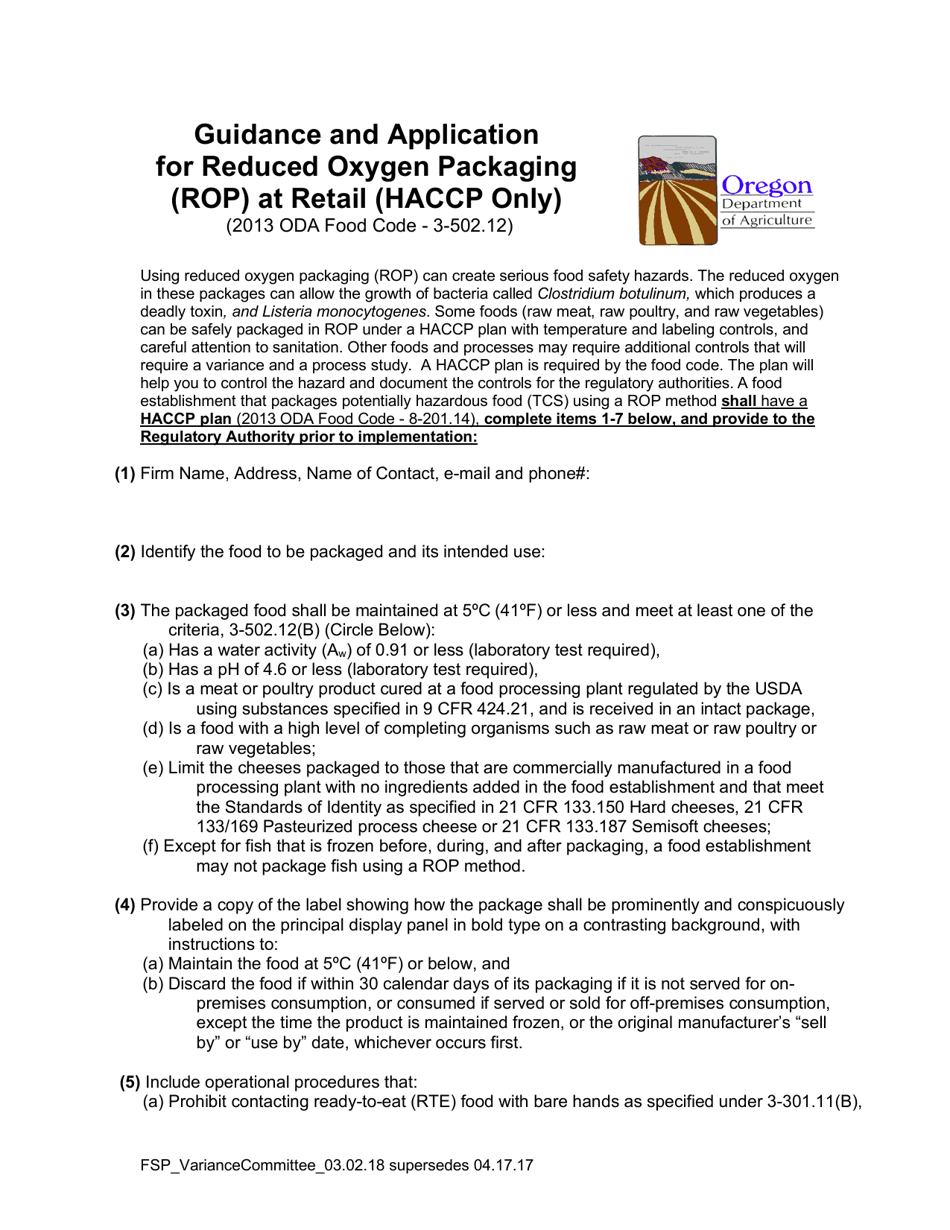 Reduced Oxygen Packaging (Rop) Haccp Only Packet - Oregon, Page 2