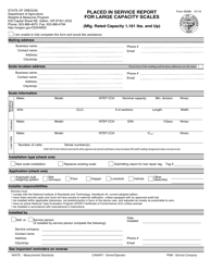 Form 2068 Placed in Service Report for Large Capacity Scales (Mfg. Rated Capacity 1,161 Lbs. and up) - Oregon