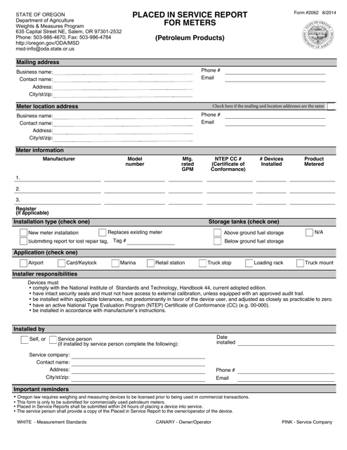 Form 2062  Printable Pdf