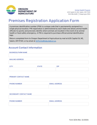 Form 3234 Premises Registration Application Form - Oregon