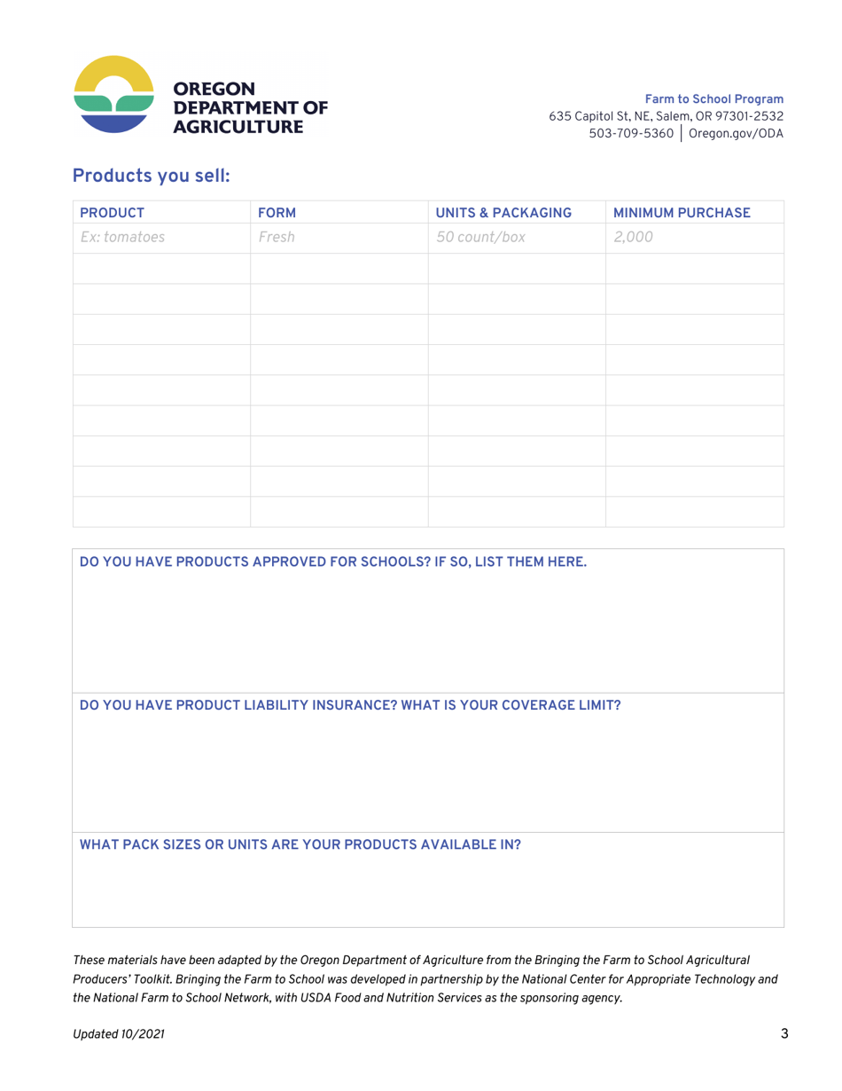 School Market Readiness Assessment - Oregon, Page 3