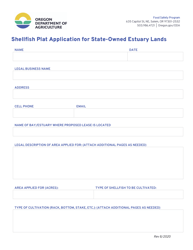 Document preview: Shellfish Plat Application for State-Owned Estuary Lands - Oregon