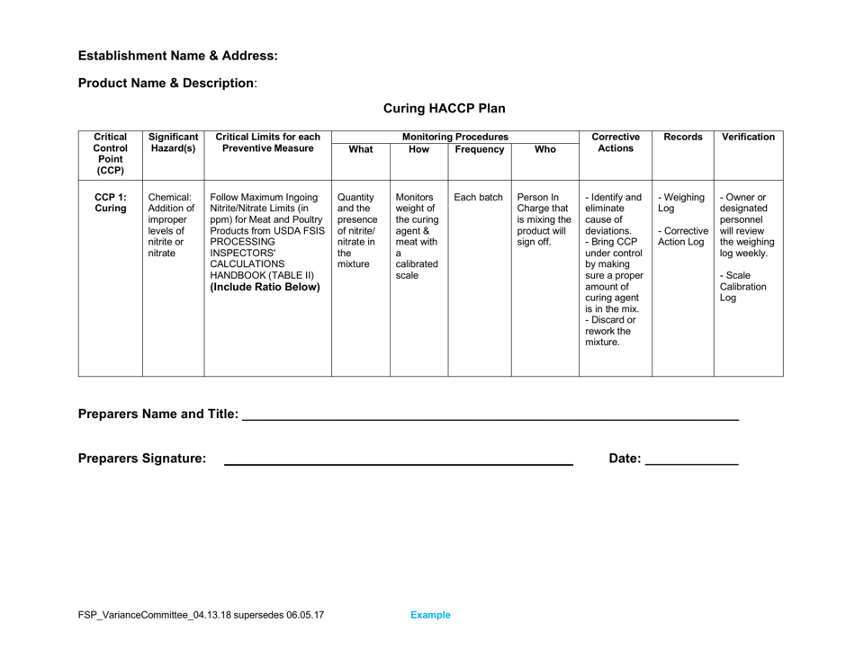 Oregon Variance Packet for Cured Time Temperature Control for Safety (Tcs) Food Fill Out, Sign
