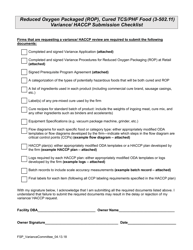 Variance Packet for Reduced Oxygen Packaged (Rop) and Cured Food - Oregon