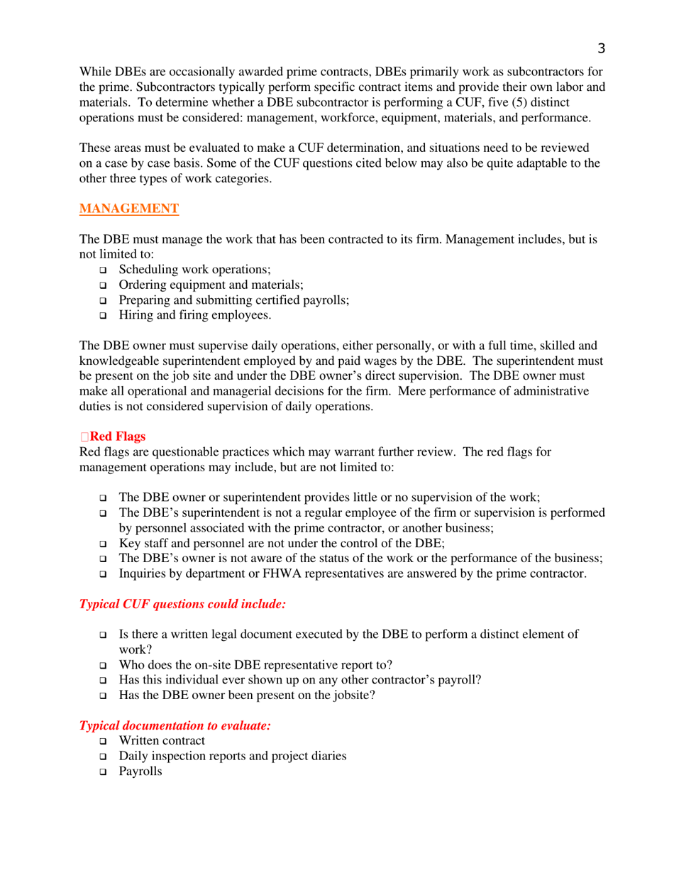 Commercially Useful Function Checklist - Oregon, Page 3
