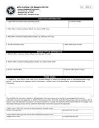 Application for Branch Office - Oklahoma