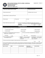 Document preview: Application for Real Estate License - Individual - Oklahoma