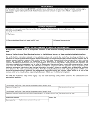 Application for Real Estate License - Business Entity - Oklahoma, Page 2