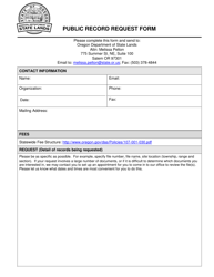 Document preview: Public Record Request Form - Oregon