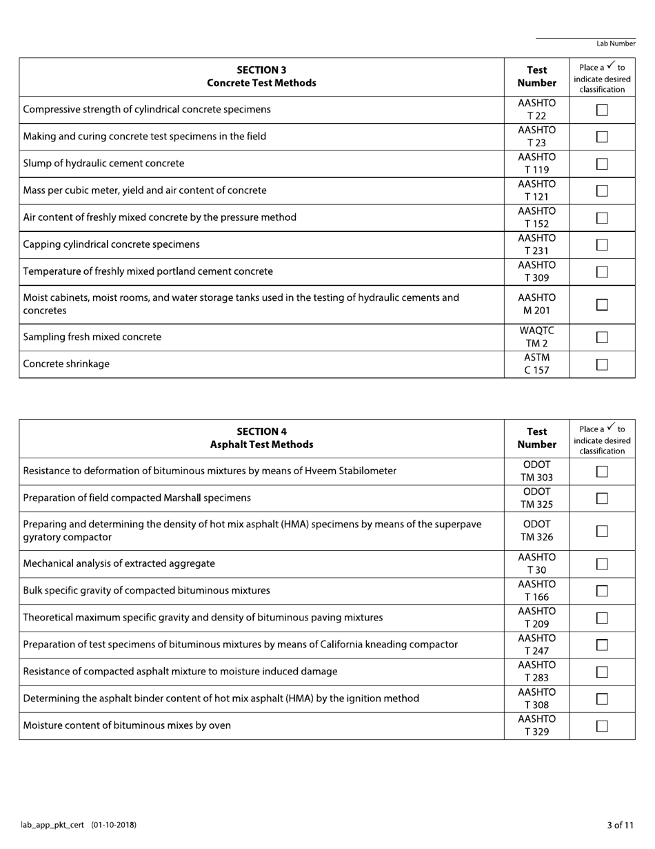 Application for Laboratory Certification - Oregon, Page 3