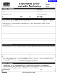 Document preview: Form 735-6616 Snowmobile Safety Instructor Application - Oregon