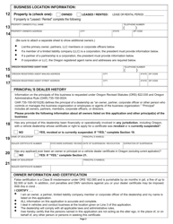 Form 735-370 Application for Three Year Vehicle Dealer Certificate as a Dealer or Rebuilder of Vehicles - Oregon, Page 2