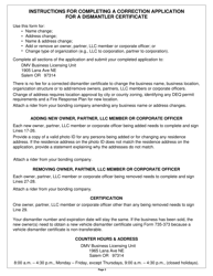 Form 735-373B Application to Correct Business Certificate as a Dismantler of Motor Vehicles - Oregon, Page 3