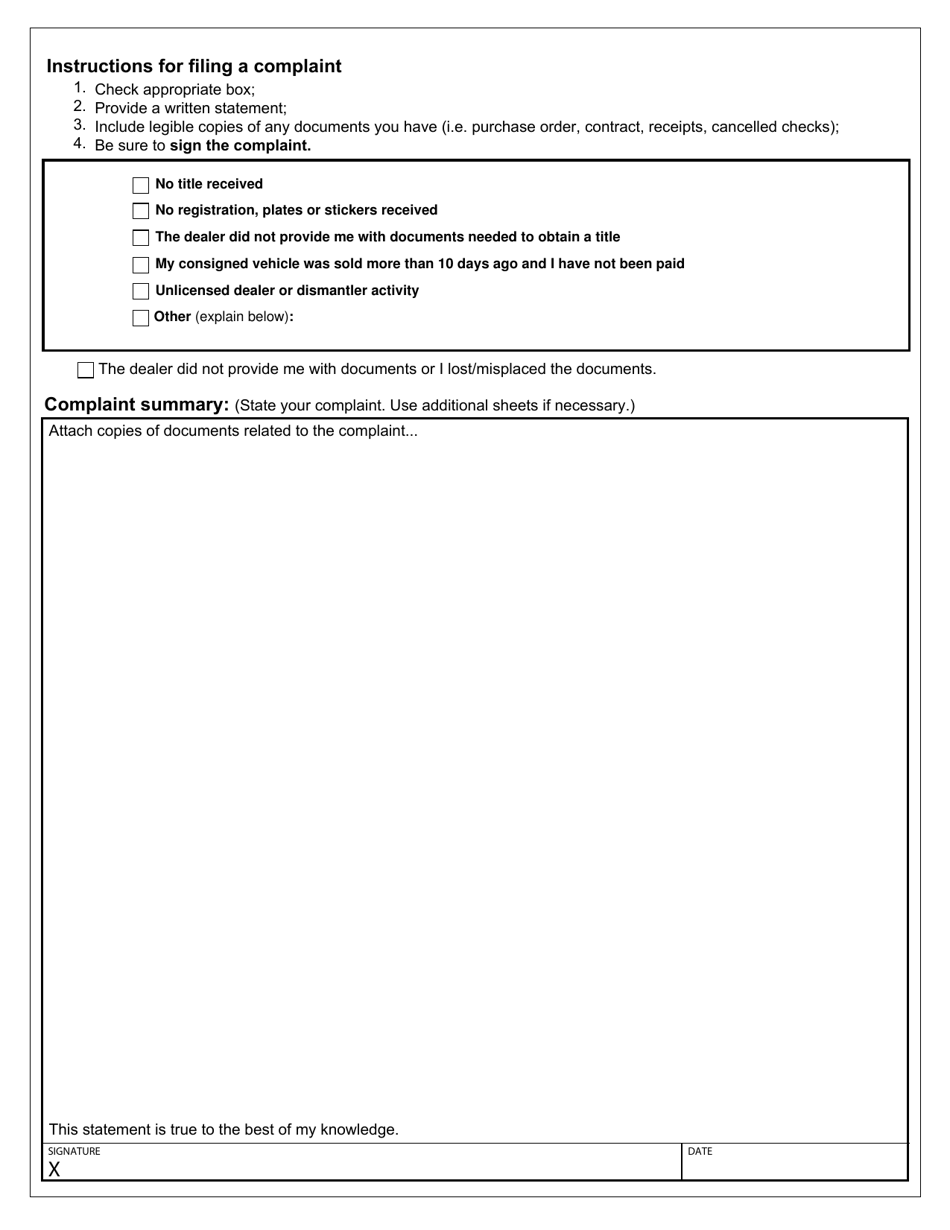 Form 735-6504 Request for Investigation - Vehicle Dealer, Dismantler, Unlicensed Activity - Oregon, Page 3