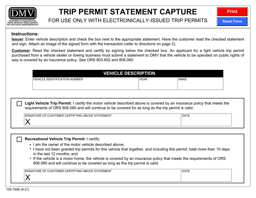 expired trip permit oregon