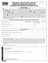 Document preview: Form 735-7071A Request for National Driver Register (Ndr) File Check on Current or Prospective Employee - Oregon