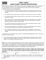 Document preview: Form 735-7359 Vwpp/Vwop Good Cause/Waiver Certification - Oregon