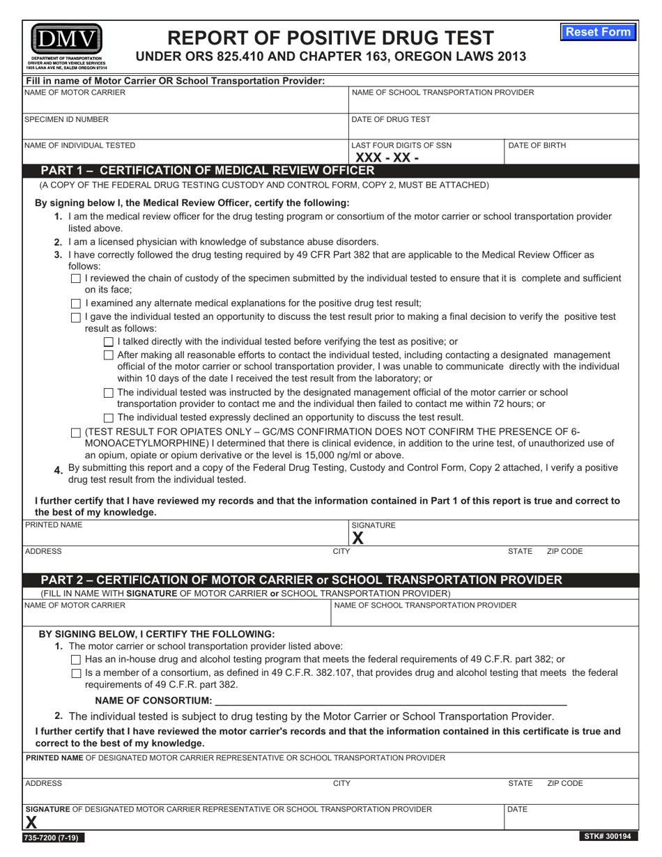 Form 735-7200 - Fill Out, Sign Online and Download Fillable PDF, Oregon ...