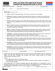 Document preview: Form 735-231 Application for Amateur Radio Operator Registration Plates' - Oregon