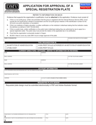 Form 735-7076 Application for Approval of a Special Registration Plate - Oregon