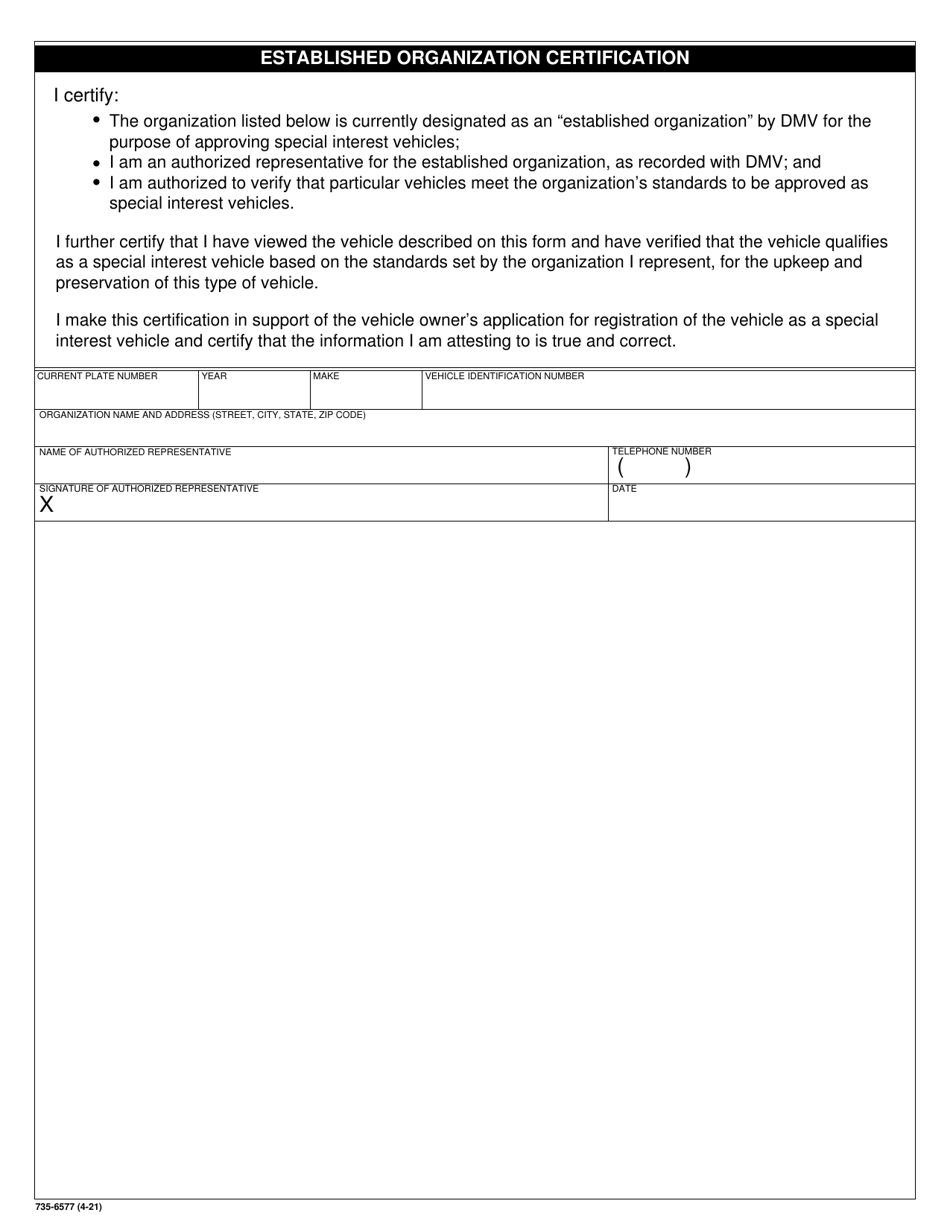 Form 735-6577 Antique / Special Interest Vehicle Certification - Oregon, Page 2