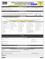 Document preview: Form 735-11 Vehicle Identification Number (Vin) Inspection Form - Oregon