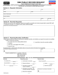 Form 735-7312 DMV Public Record Request - Oregon