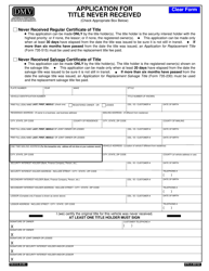 Document preview: Form 735-512 Application for Title Never Received - Oregon