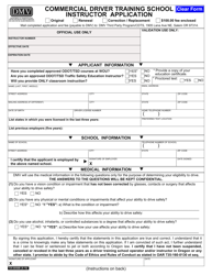 Document preview: Form 735-6050B Commercial Driver Training School Instructor Application' - Oregon