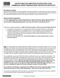 Form 735-6050B Commercial Driver Training School Instructor Application' - Oregon, Page 2