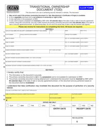 Form 735-227 Transitional Ownership Document (Tod) - Oregon