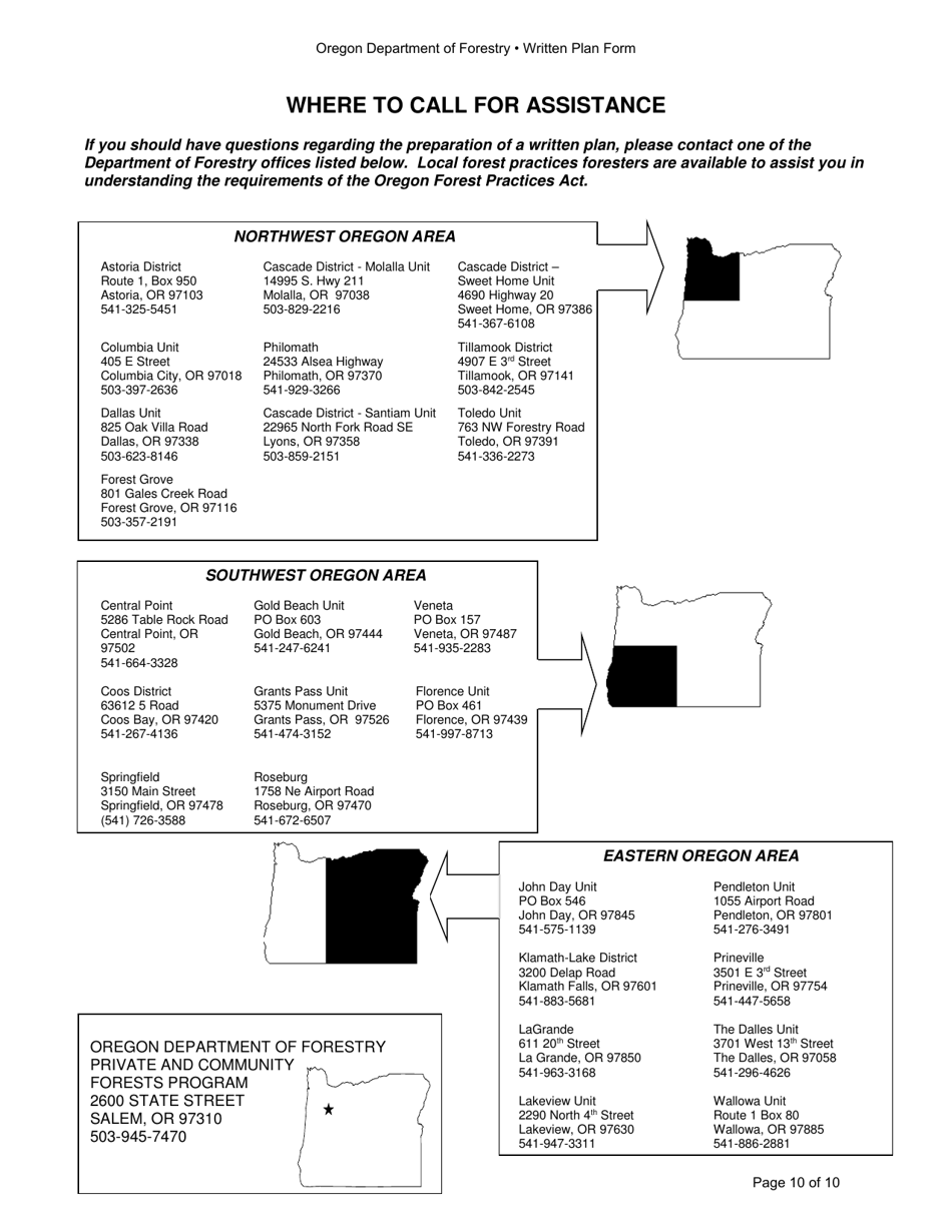 Written Plan Form - Oregon, Page 10