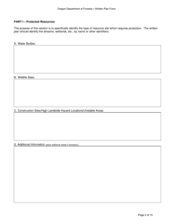 Written Plan Form - Oregon, Page 2