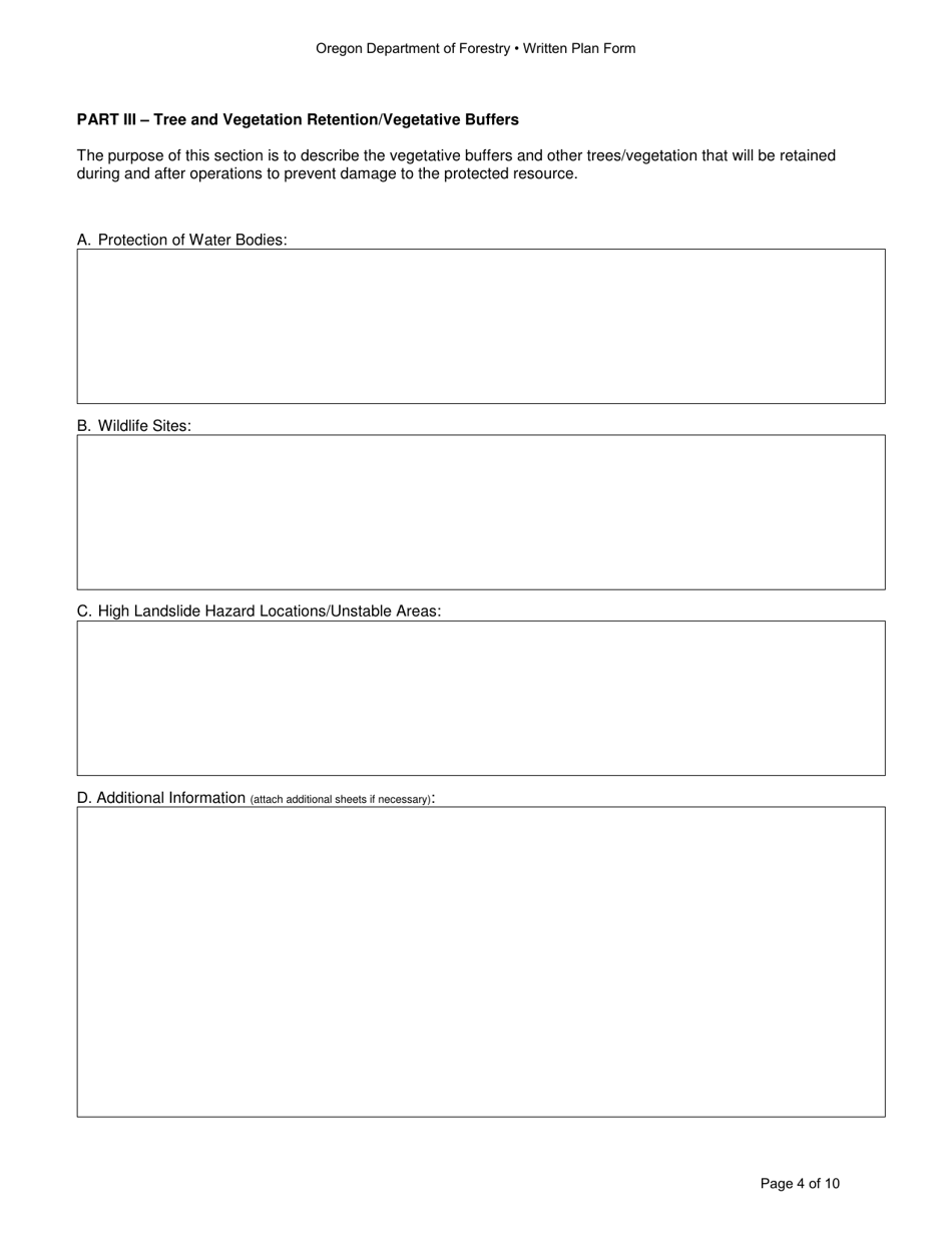 Written Plan Form - Oregon, Page 4