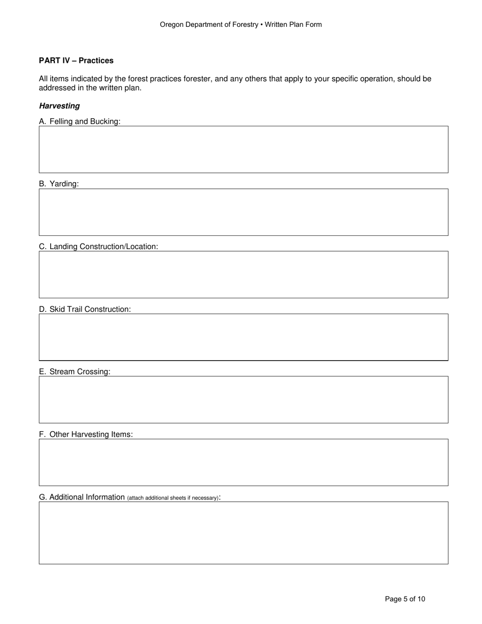 Written Plan Form - Oregon, Page 5