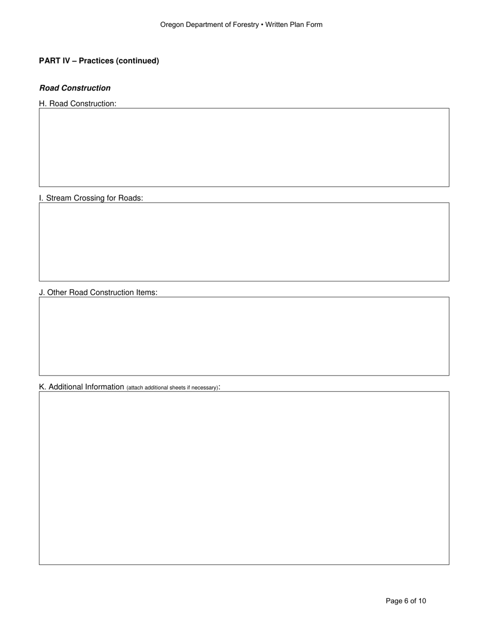 Written Plan Form - Oregon, Page 6