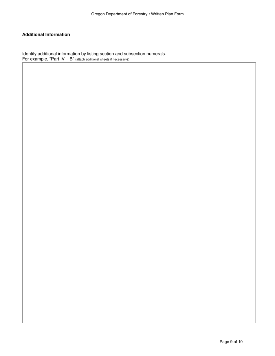 Written Plan Form - Oregon, Page 9