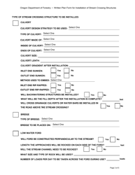 Written Plan Form for Installing Stream Crossing Structures - Oregon, Page 3