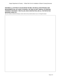 Written Plan Form for Installing Stream Crossing Structures - Oregon, Page 4
