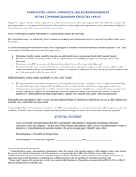 Document preview: Abbreviated School Day Notice and Acknowledgment Form - Oregon